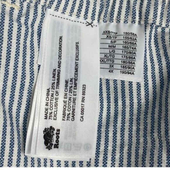 ROOTS WOMENS Coronet Blue Striped Pemberton Linen Blend Drawstring Shorts US XL - Picture 10 of 13